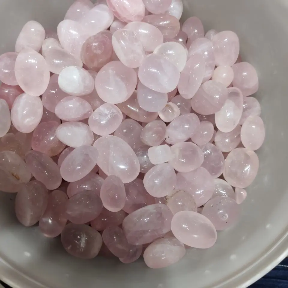 

Natural Rose Pink Quartz Crystal Oval Gravel Reiki Specimen Healing