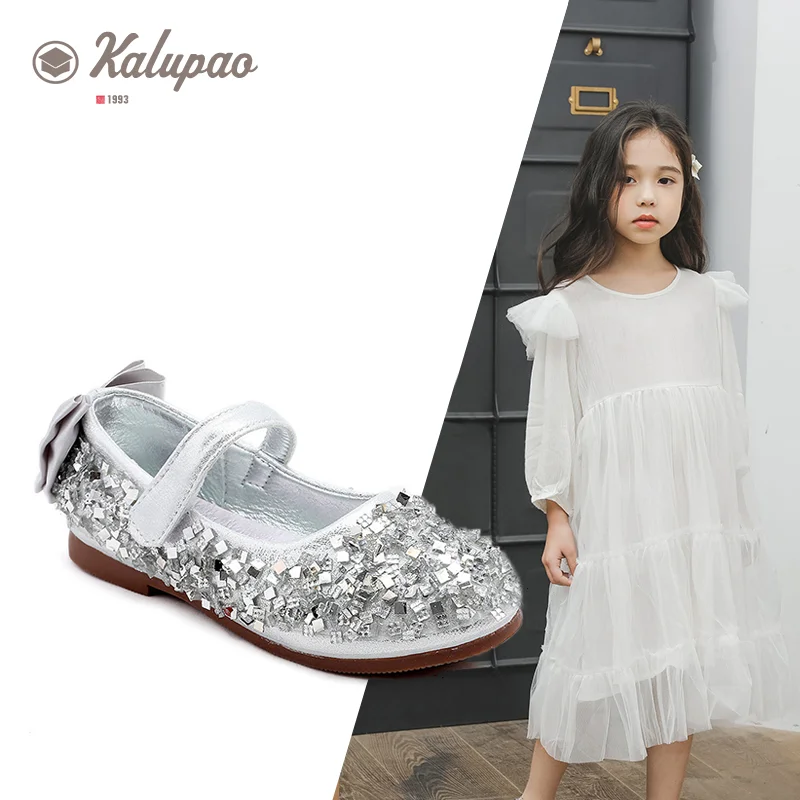 Kalupao/Новая Осенняя детская кожаная женская обувь принцессы на плоской подошве