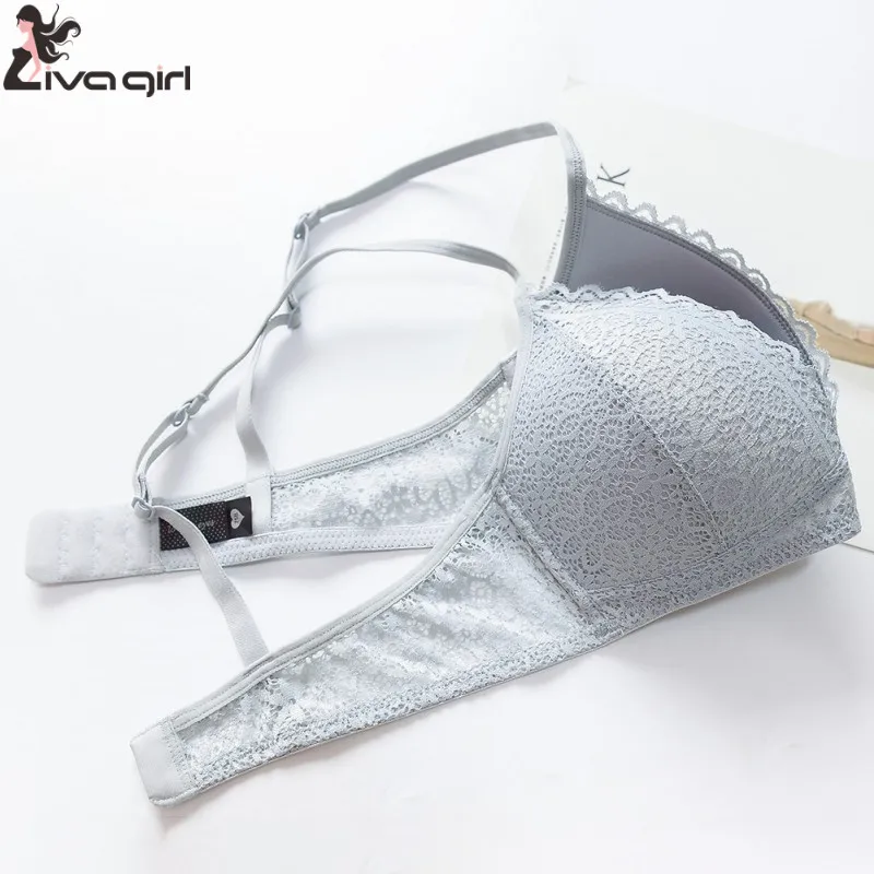 New Lace Sexy Triangle Cup Bra Set Women High Quality Push Up No steel Ring Wire Free Lingerie Jacquard Panties Sets | Женская одежда