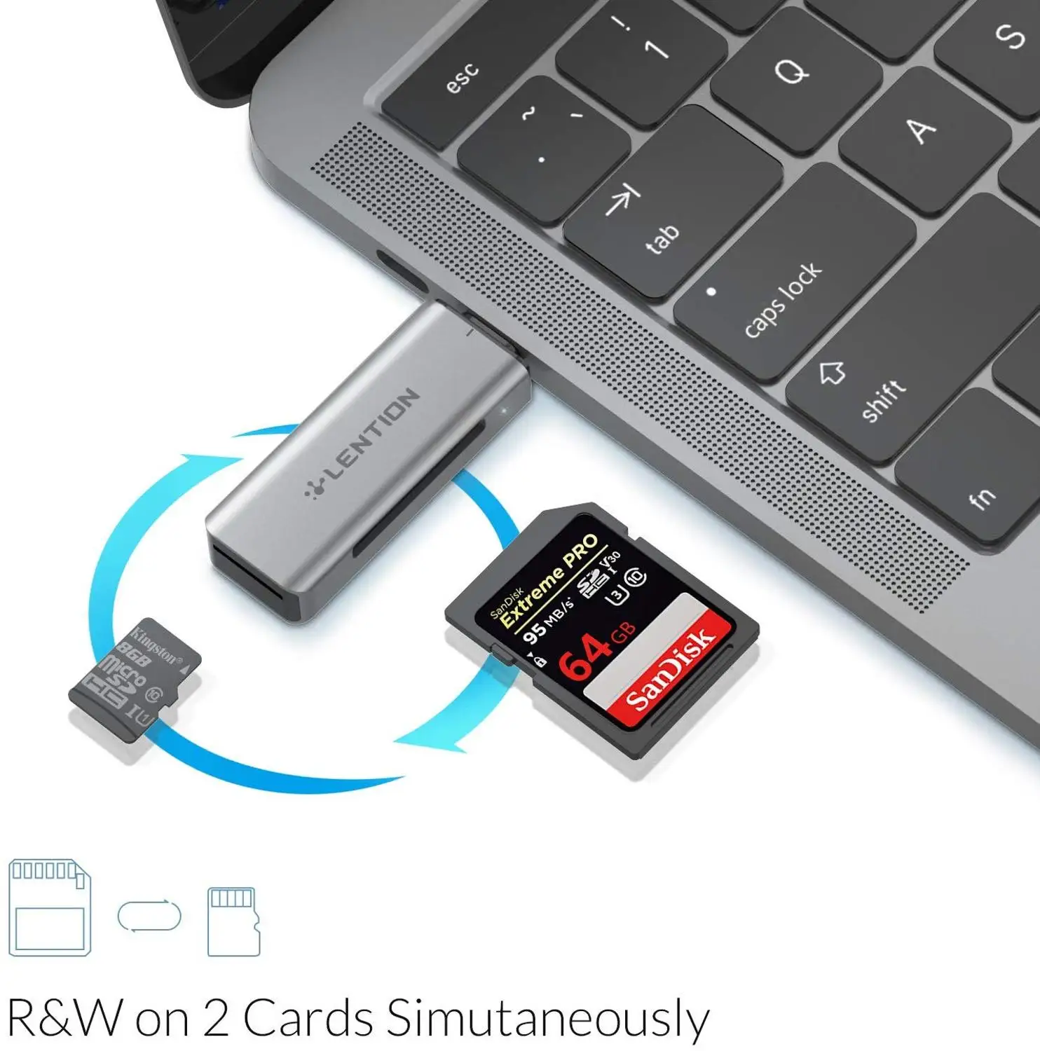 Устройство для чтения карт памяти USB C на SD/Micro SD адаптер двух Type 2016 2019 MacBook Pro (Порт