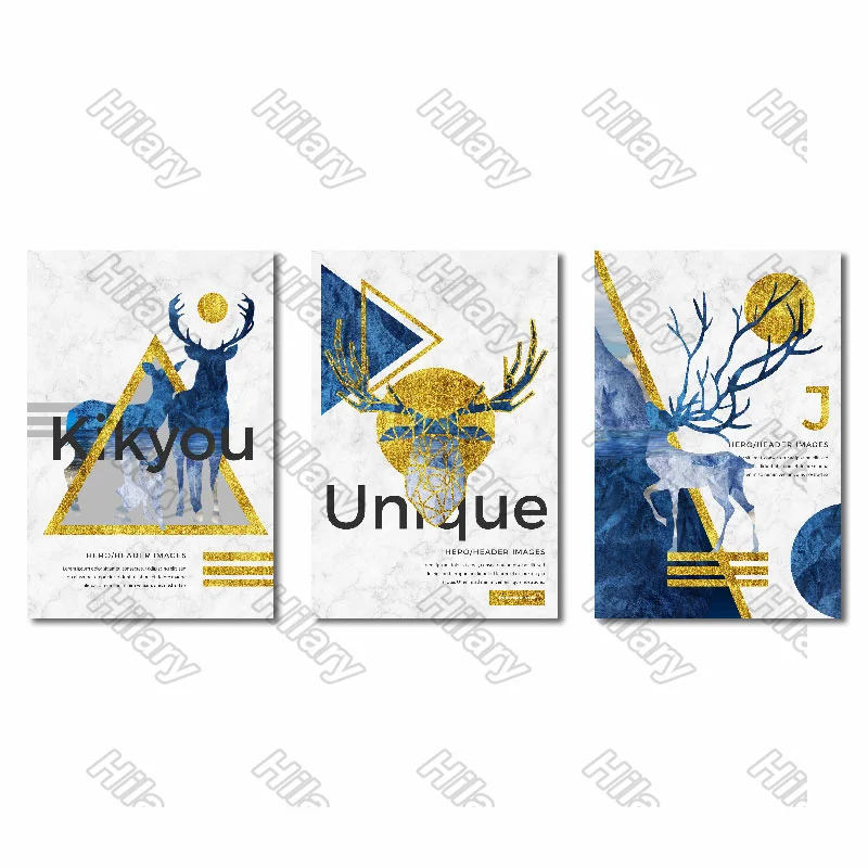 

Posters Shape Deer Animal Canvas Painting Posters and Prints Wall Art Pictures for Living Room and Bedroom Frameless 3Pcs