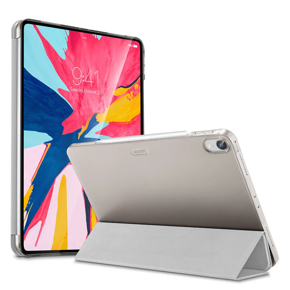 Gray ESR Чехол для iPad Pro 11 чехол из искусственной кожи прозрачный PC задняя ультра тонкий легкий вес Trifold Smart Cover для iPad Pro 11 - Цвет: Gray