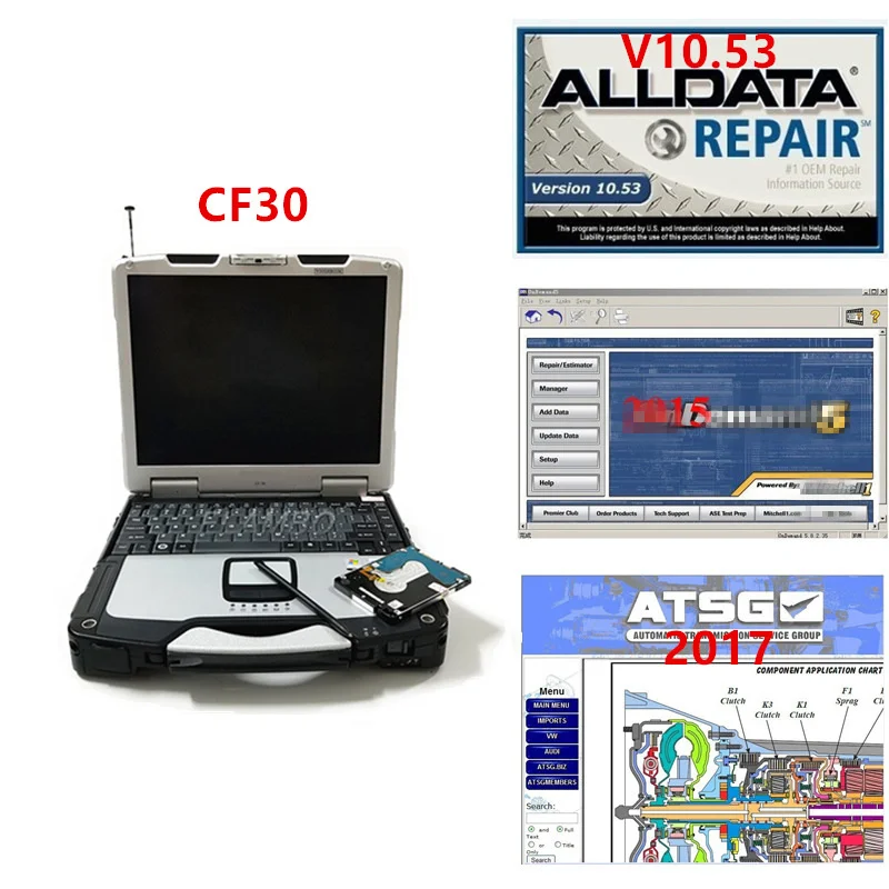 Alldata V10.53 Mitchell 2015 ATSG 2017 Авто Ремонт программное обеспечение 3 в 1 ТБ с жестким диском