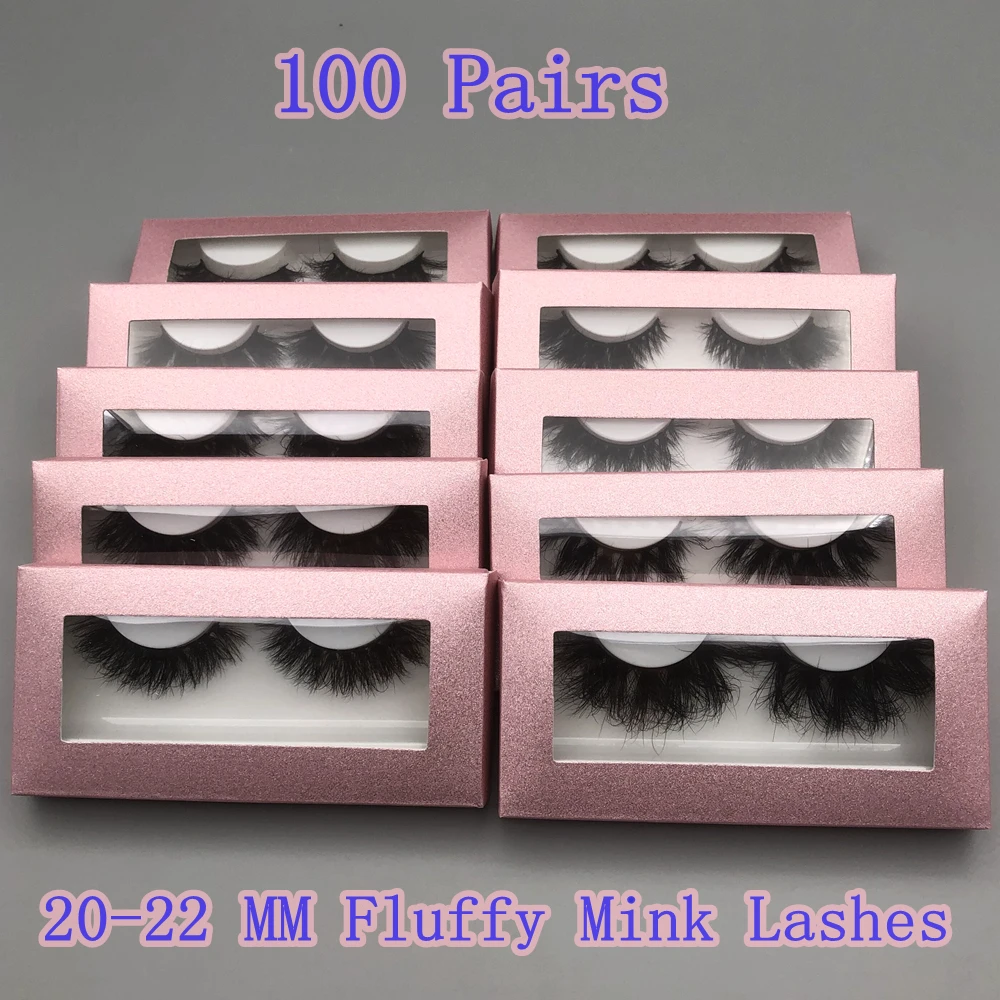 

Mikiwi Fluffy 20-22mm 100 Pairs Thick Curly Wholesale Mink Lashes With Case Dramatic 25 Mink Eyelashes Bulk