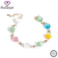 huisept women bracelet 925 silver jewelry with cat eye stone hand accessories for girl wedding birthday party gift wholesale