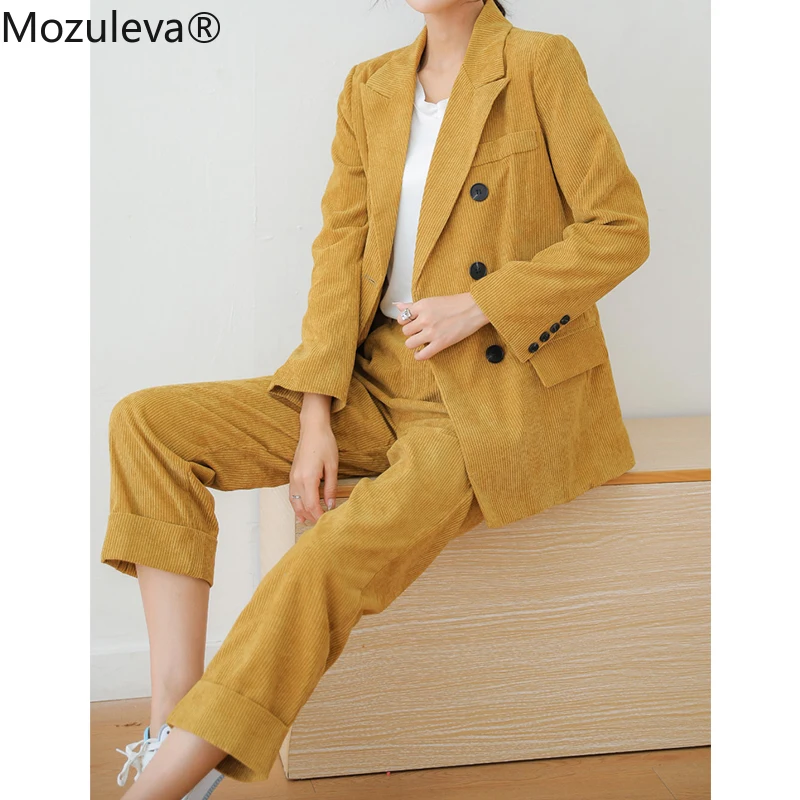 

Женский вельветовый костюм-Блейзер, брюки и брюки