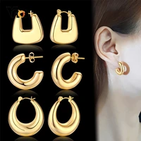 vnox chic geometric shape women big hoop earrings hollow metal stainless steel round ear jewelry anti allergy party accessory