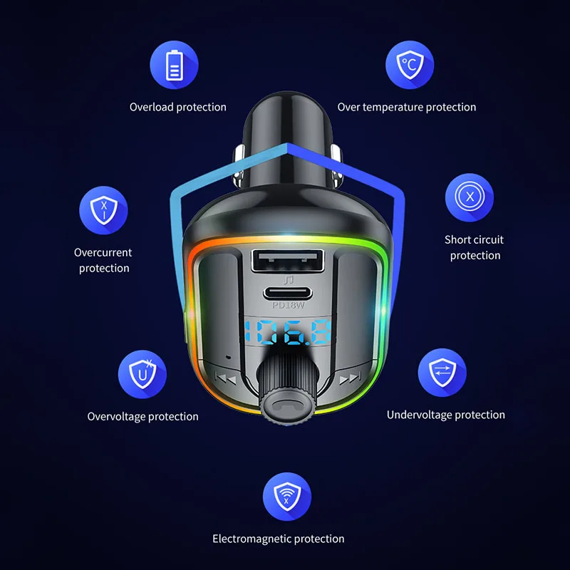 Автомобильный Bluetooth-модулятор громкой связи 5 0 Fm-передатчик автомобильный