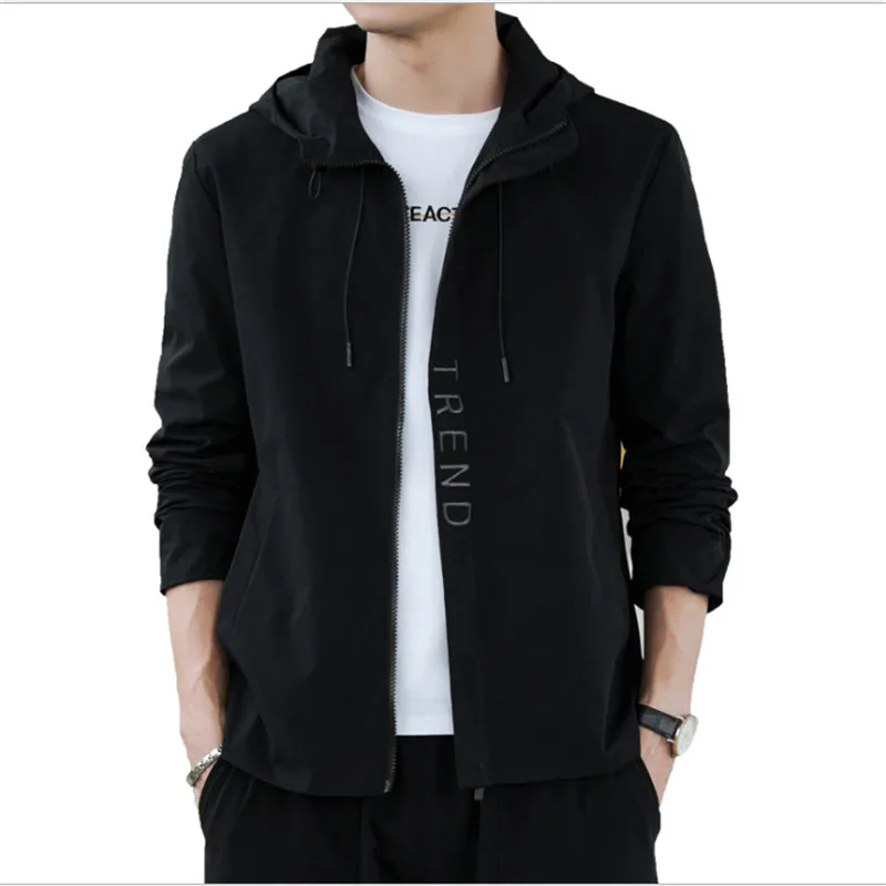 

2021Summer New VersionThe Trend Of Casual youth Jacket Clothing Casual Hooded Windproof Jacket Plus Size Casual Men's Jacket
