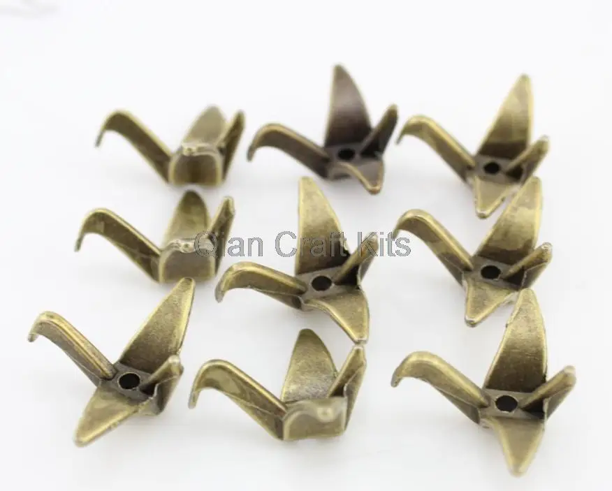 

120pcs of Antiqued Silver Gold Mixed Metal 3D Paper Crane Bird Pendant ,3D Charm Pendant 14x16x21mm Lead Free