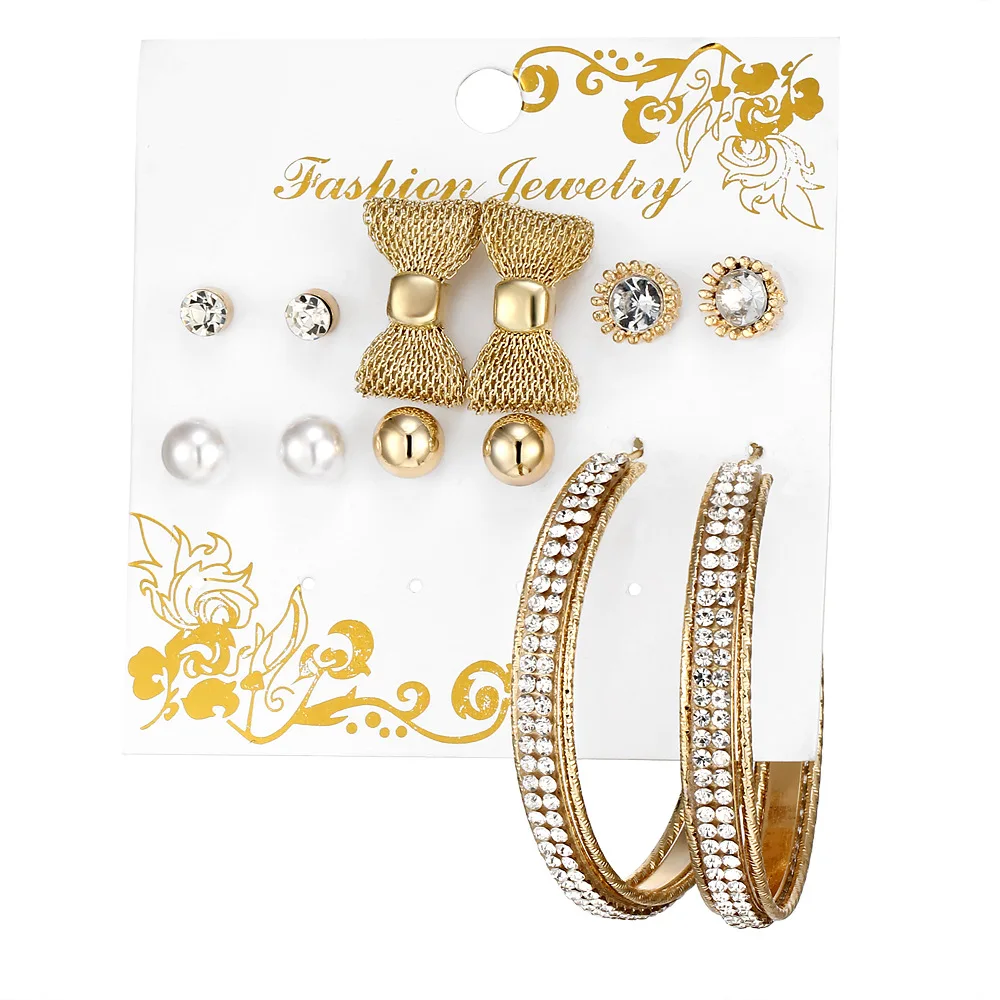 

Набор сережек с бантом, жемчужные акриловые серьги для женщин, большие круглые богемные серьги-гвоздики, модные ювелирные изделия для вечер...