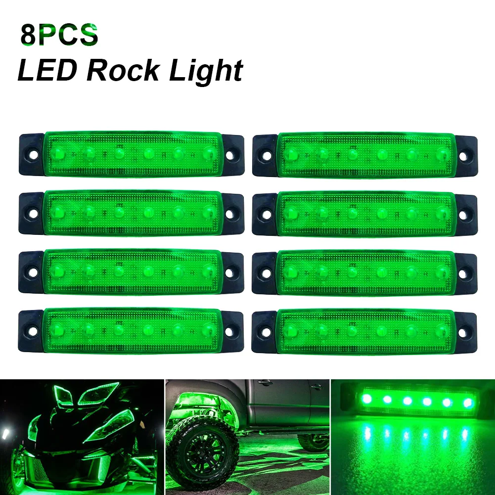 

8PCS Car Truck Lights LED Side Marker Lights 6LED Green Warning Light Off-road Truck UTV Boat Trailer Side Marker