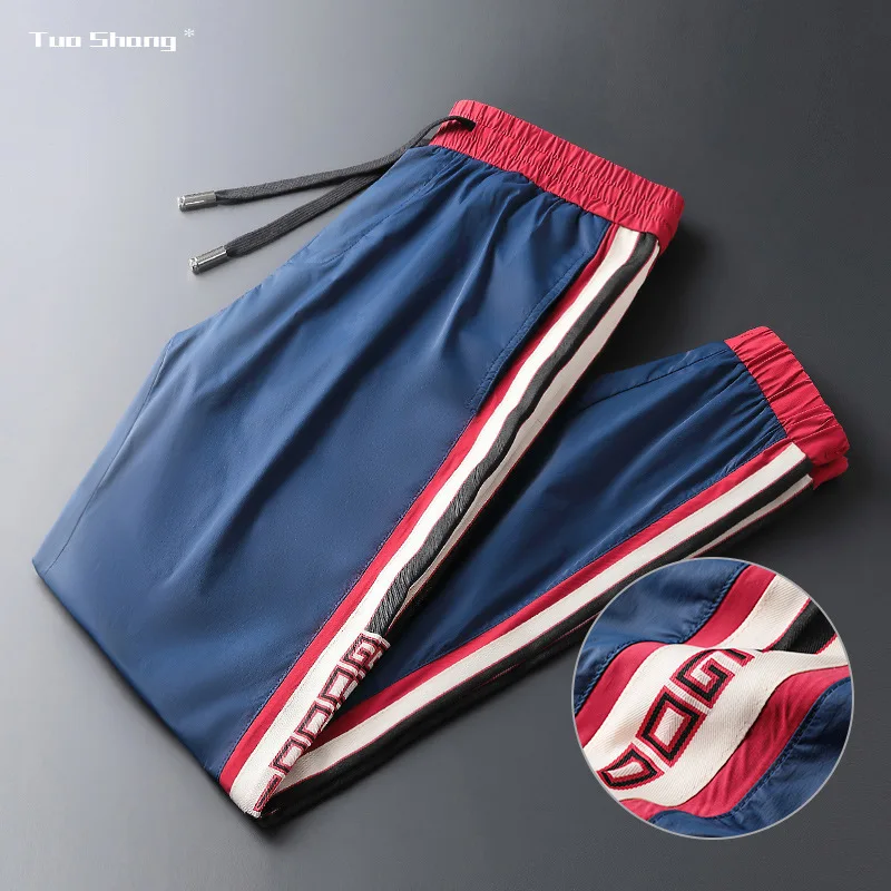 

Plus Size Mens Jogger Pencil Pants New Brand Drawstring Sports Pants Street Fashion Side Stripe Designer Joggers Trousers Men