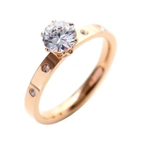 stainless steel ring rose gold color aaa zircon shinning rhinestone for christmas gift girl women never fade