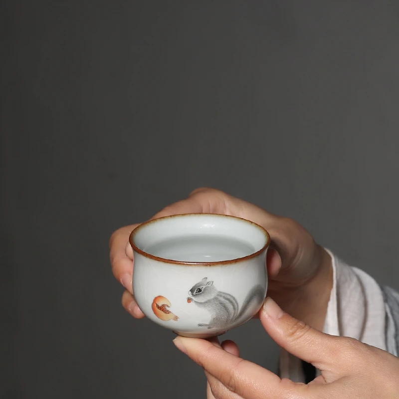 Ручная роспись белка вишня керамический чехол чашка чайная Gaiwan чаша кунг фу пуэр