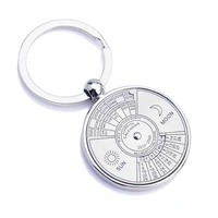 unique metal keyring 50 years super perpetual calendar key chains rings astrology keychains pendant keyring holder gift custom
