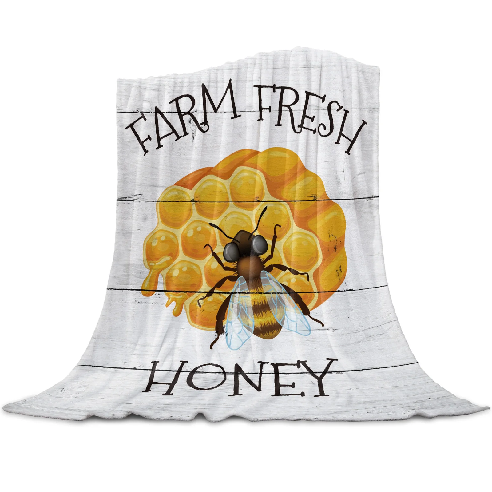 

Farm Bee Honey Hive Printed Flannel Blankets For Sofa Beds Bedding Room Soft Fleece Blanket Bedspread Home Textile Decor