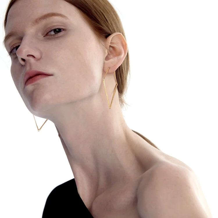 2019 корейские новые эффектные геометрические серьги с ромбовидным узором золотые