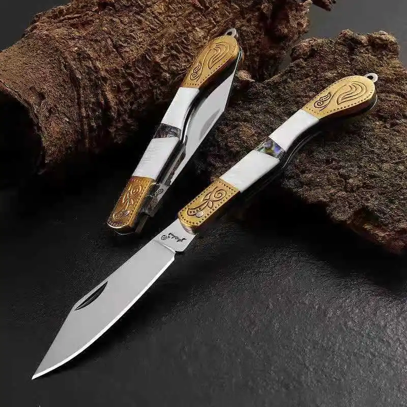 Тактический складной нож латунный резец высокой твердости с натуральным