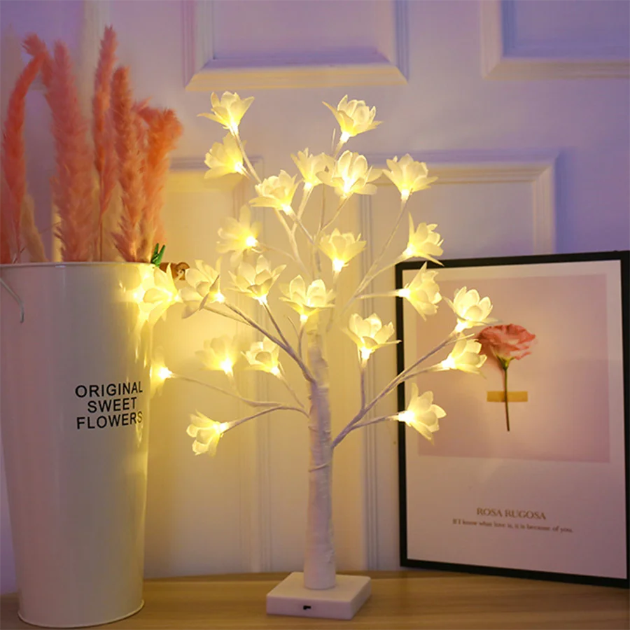 

60CM Orchid Tree Led Table Light USB Powered Decorative Tabletop Tree Lamp Artificial Branch Lights For Christmas Party Wedding