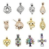 12pcs mixed colors hybrid models zinc alloy pearl cage pendants aromatherapy essential oil diffuser necklace diy neckla jewelry