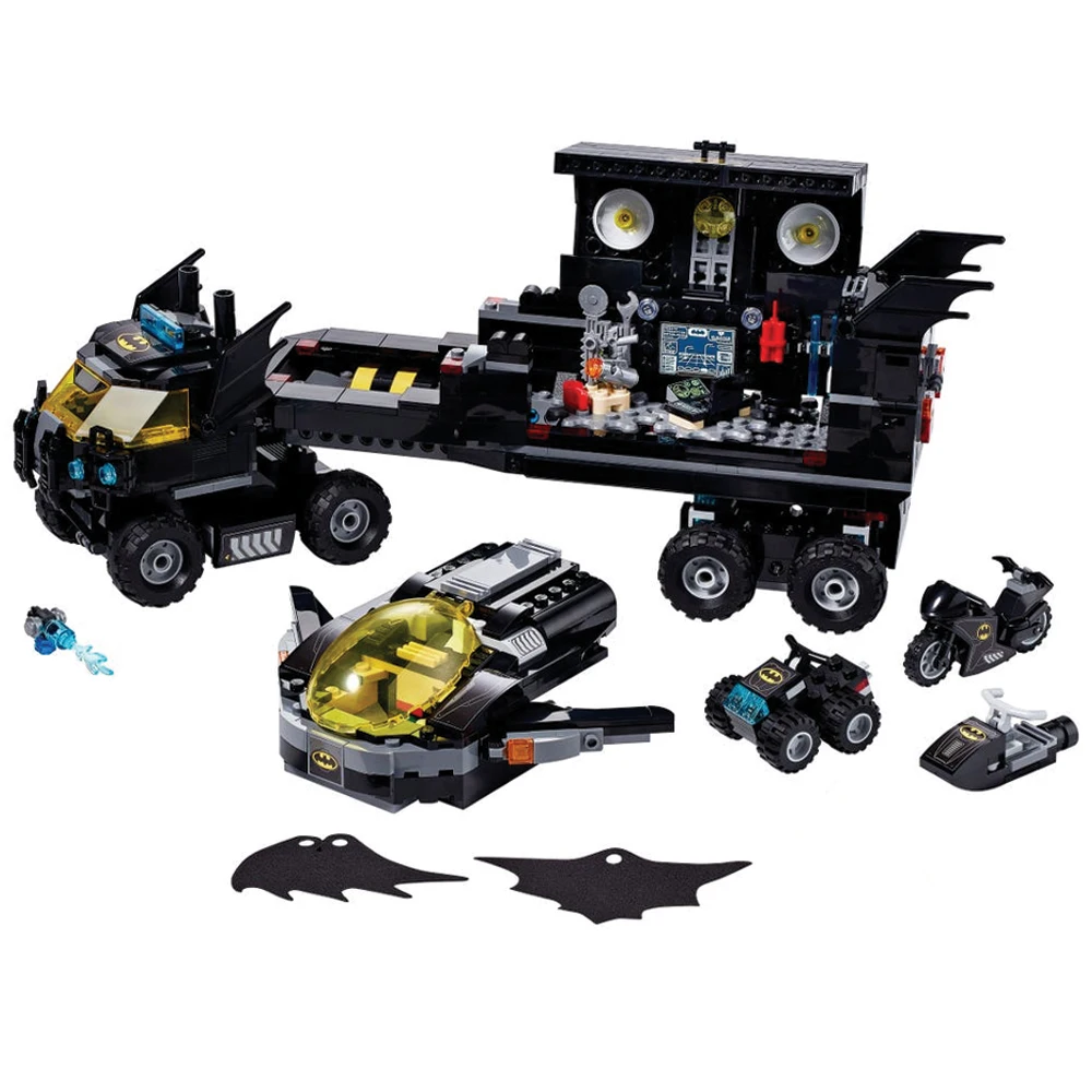 Конструктор супергерой база летучей мыши оружие автомобиль фигурки наборы
