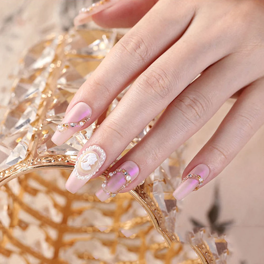 

1 Box Pearl Nail Rhinestones Retro Charms Lady Head Mixed Design Resin 3D Nail Art Decoration Manicure Accessories