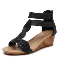 sandals women wedge sandals women summer new large size was thin thin wild womens shoes back zipper wedge sandals