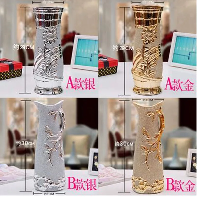 

GOLD AND SILVER CERAMIC VASES, EUROPEAN CERAMIC ART, HOME OFFICE, RESTAURANT AND BAR DESKTOP DECORATIONS, CHRISTMAS WEDDING GIFT