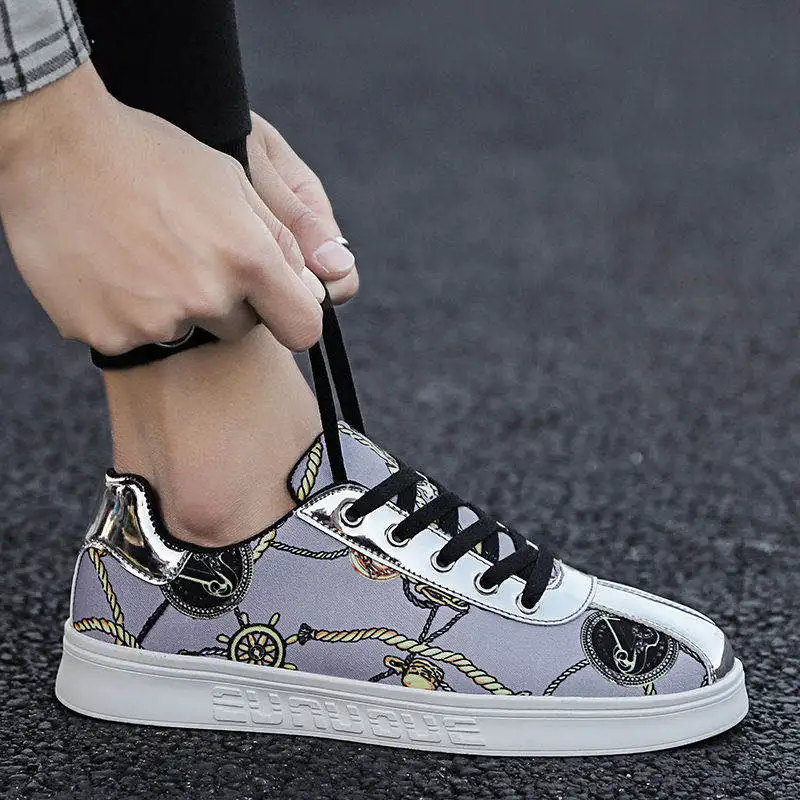 Летняя обувь с принтом Большие размеры Брендовая мужская повседневная на