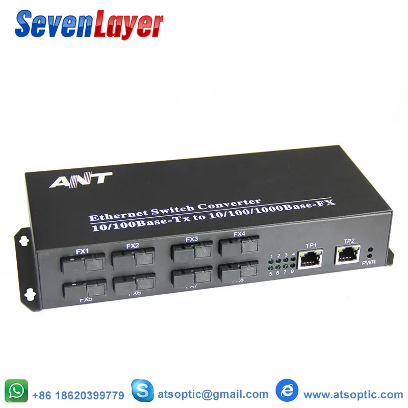 10/100/1000 м медиаконвертер гигабитный Ethernet коммутатор 8 SC 155 м волоконный порт 2 1000 м RJ45 utp одиночный режим один волоконный SC Conver