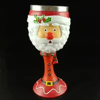 Party Resin Stainless Steel Father Christmas Syle Red Wine Cup Funny Santa Claus cup Home Decoration Glass Cup