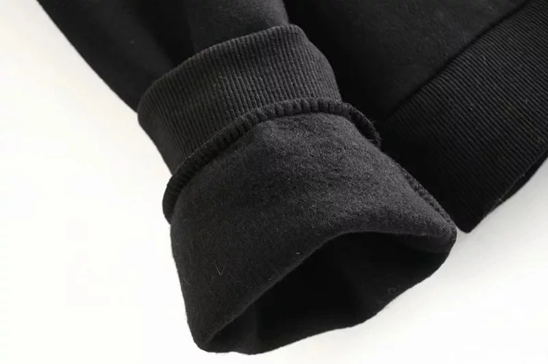Увядшие английские уличные мультфильмы с милым круглым вырезом, свободные черные зимние толстовки с капюшоном, женские толстовки, пуловеры, топы