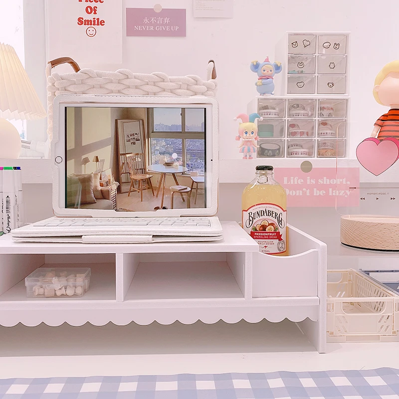 Деревянный настольный шкаф полка для компьютера с рисунком органайзер хранения