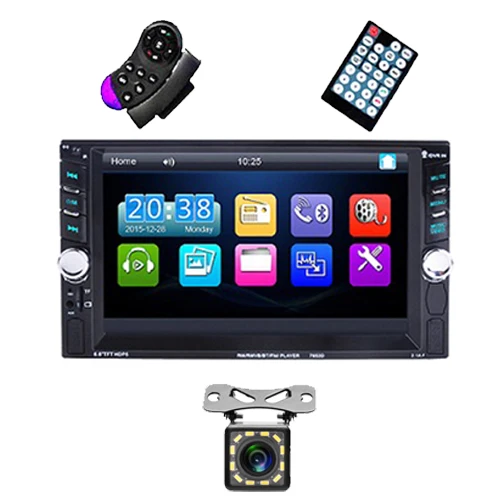 With 12 Led Camera AMPrime 2 Din 7652D автомобильный аудио 6," lcd сенсорный мультимедийный плеер Bluetooth 2din USB/SD/AUX/FM Авторадио Стерео с задней камерой - Цвет: With 12 Led Camera