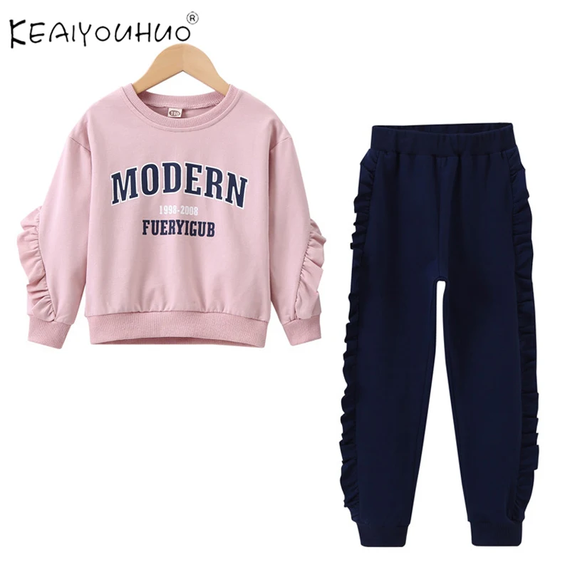 Новинка осенний костюм для девочек одежда маленьких штаны детская из двух