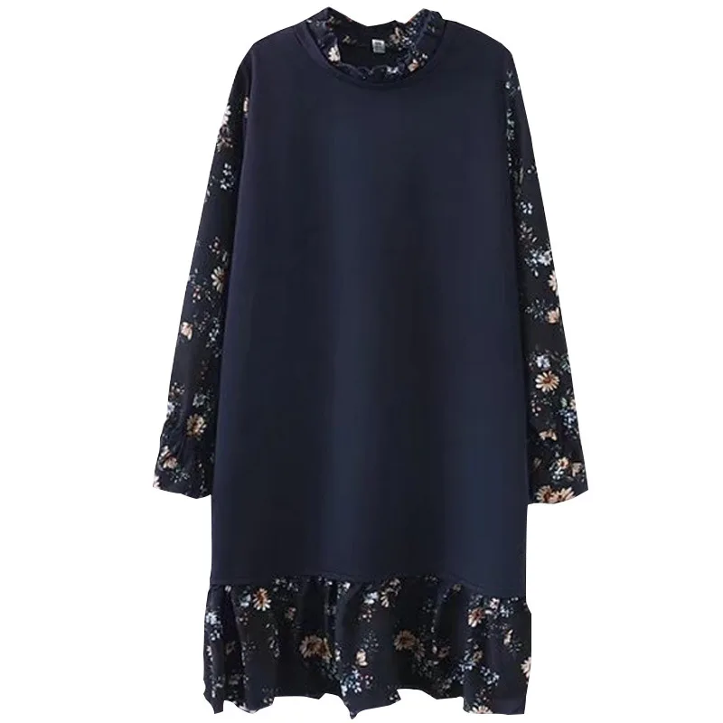 Женское весеннее платье женское цельнокроеное с длинным рукавом шифоновое