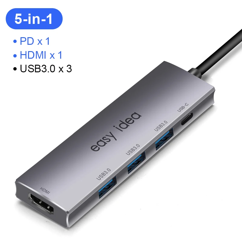 USB C концентратор Мульти USB 3,0 разветвитель Тип C концентратор адаптер USB-C концентратор HDMI несколько USB C док-станция USB 3,1 расширитель для MacBook Pro - Цвет: 5 in 1