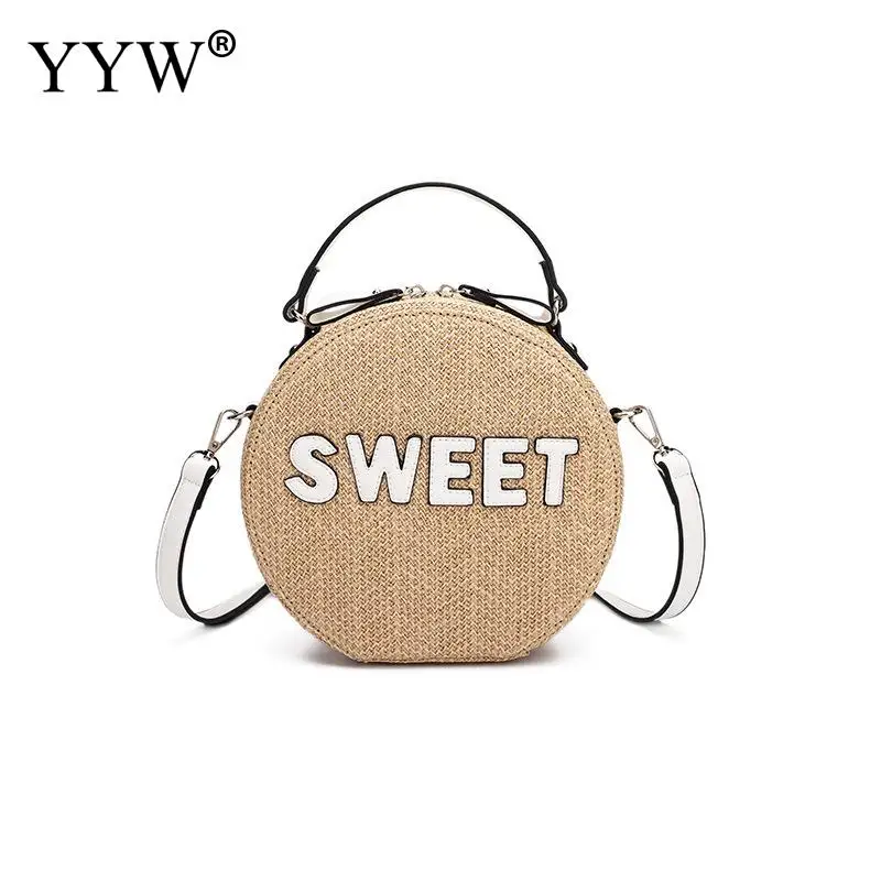 

Rattan Weave Women'S Handbags Bohemian Crossbody Bags For Women 2020 Casual Sweet Shopping Travel Party Shoulder Bag Beige Tote