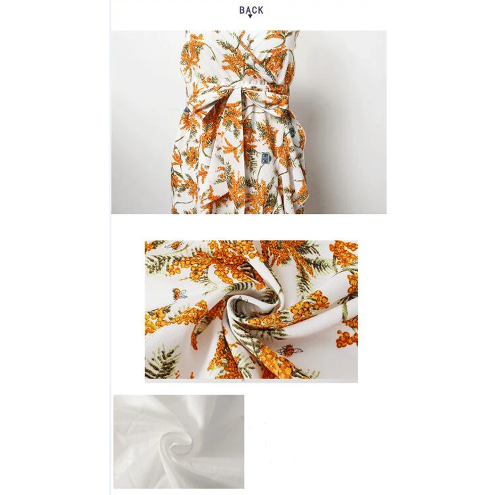 

2020 Summer New Products Dress Hot Ruffled V-neck Sling Maxi Dresses Sexy Bohemian White Floral Beach Dress Party Dress Women