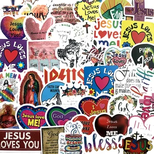 1050 шт. Иисус Христос молитва футболка с декором в виде игрушка чемодан на колёсиках ПВХ стикер мотоцикла и чемодан ноутбук благословение стикер