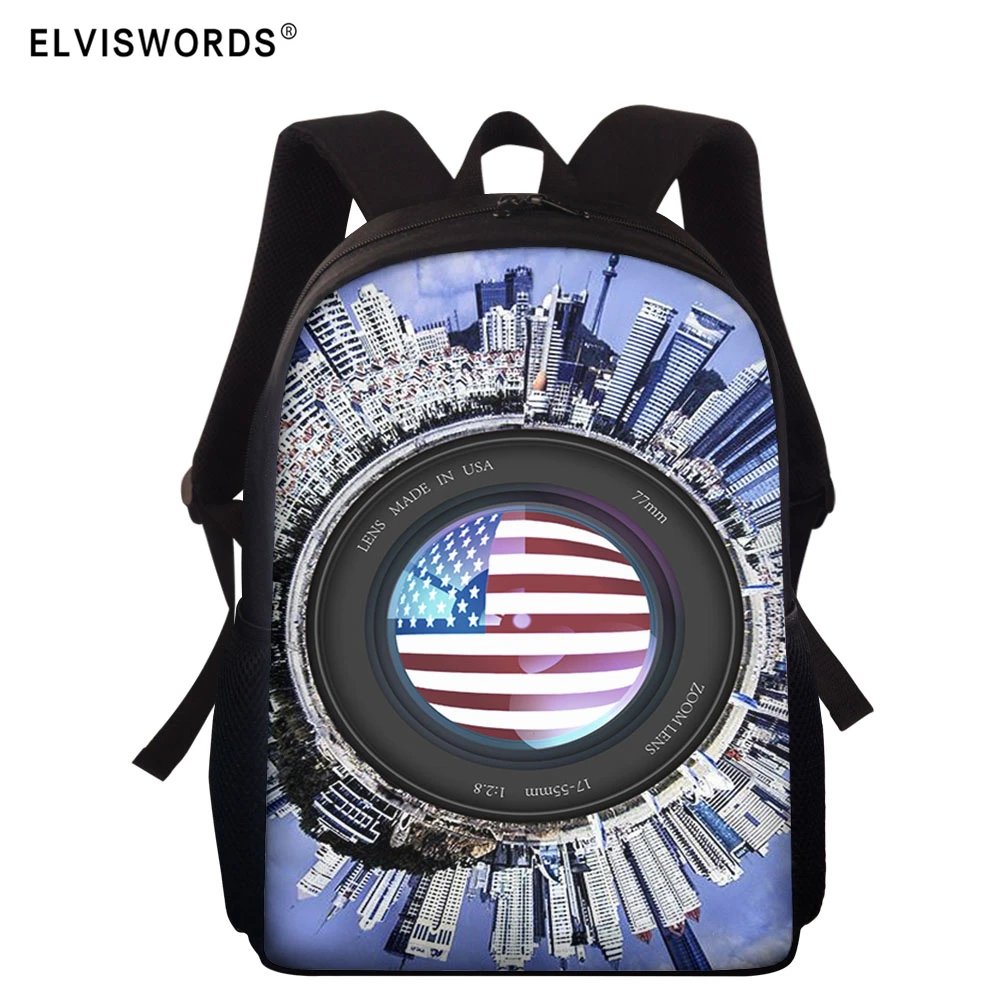 "Школьный рюкзак ELVISWORDS для мужчин и женщин, ранцы с принтом в виде американского национального флага, детские школьные ранцы"