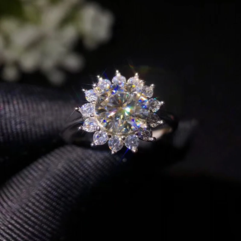 Ослепительное серебряное кольцо из моиссанита 1 2 карат круглое моиссанта