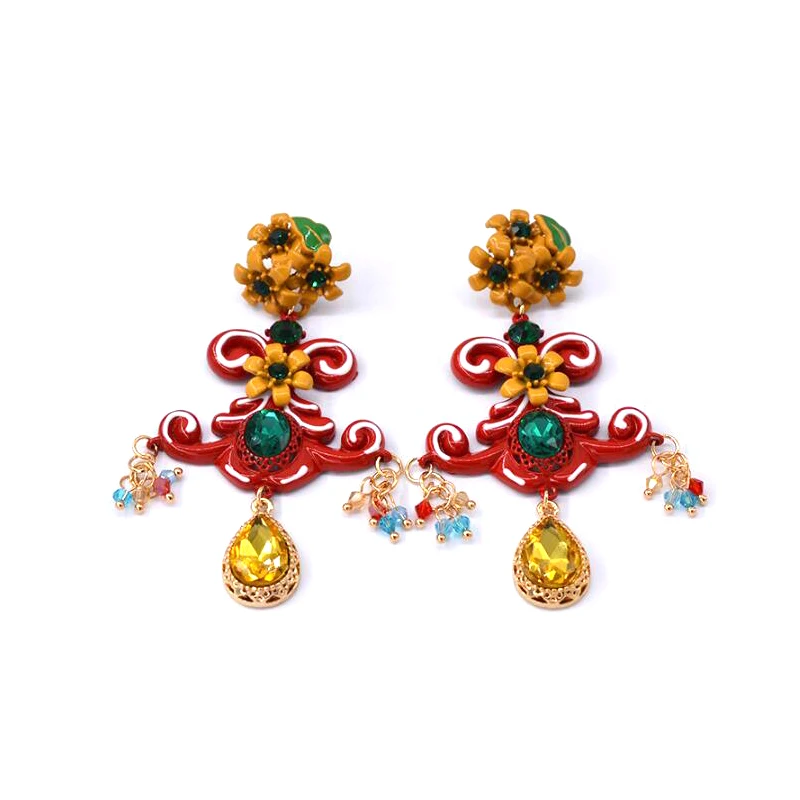 Модные Винтажные пушистые кристаллы барокко ретро серьги преувеличенный стиль