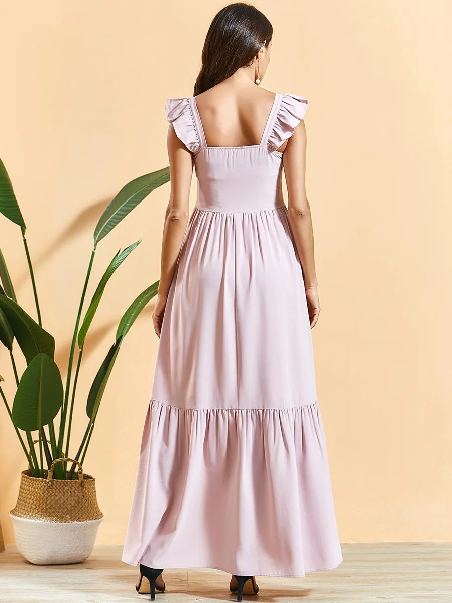 Женское платье макси размера плюс с вышивкой и рюшами летнее праздничное без