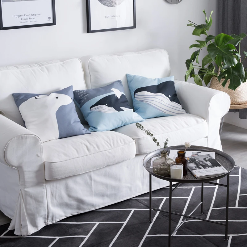 Синий чехол для подушки домашний декор полиэстер хлопок полотно Толстая накидка