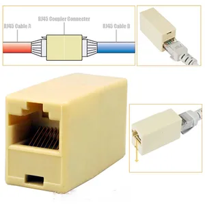 5Pcs RJ-45 SOCKET RJ45 Splitter Connector CAT5 CAT6 LAN Ethernet Splitter Adapter Network Modular Plug For PC Lan Cable Joiner