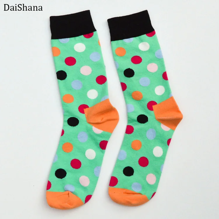 ZB00902 Модные цветные хлопковые мужские носки в горошек с надписью «Happy Socks», фирменные забавные носки Harajuku Caual, женская пара - Цвет: ZB00902