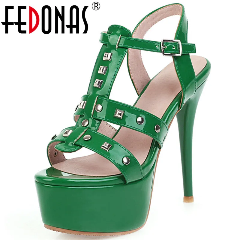 FEDONAS/новые женские вечерние босоножки на водонепроницаемой платформе Обувь