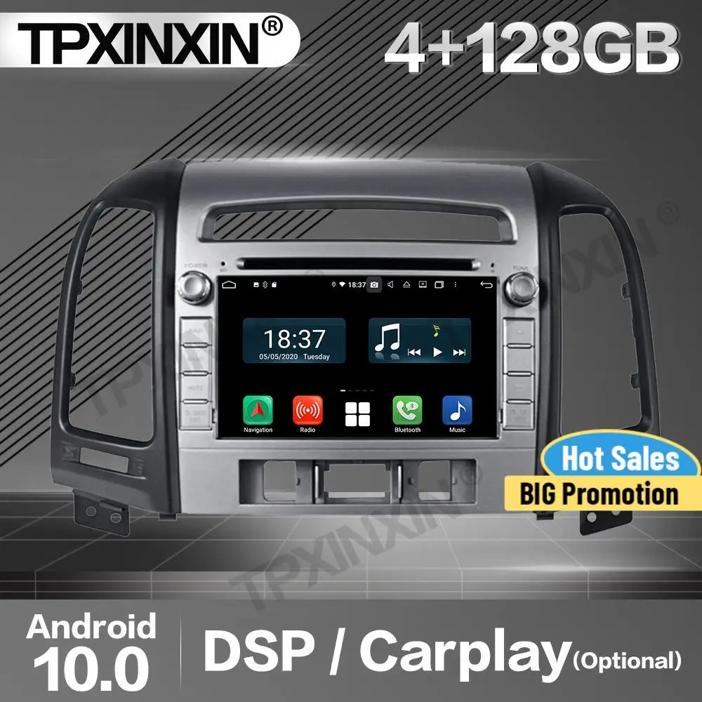 

Автомагнитола Carplay, 128 ГГц, 2 Din, стереоприемник, Android 10, для Hyundai Santa Fe 2012, GPS-навигатор, плеер, аудиомагнитофон, головное устройство